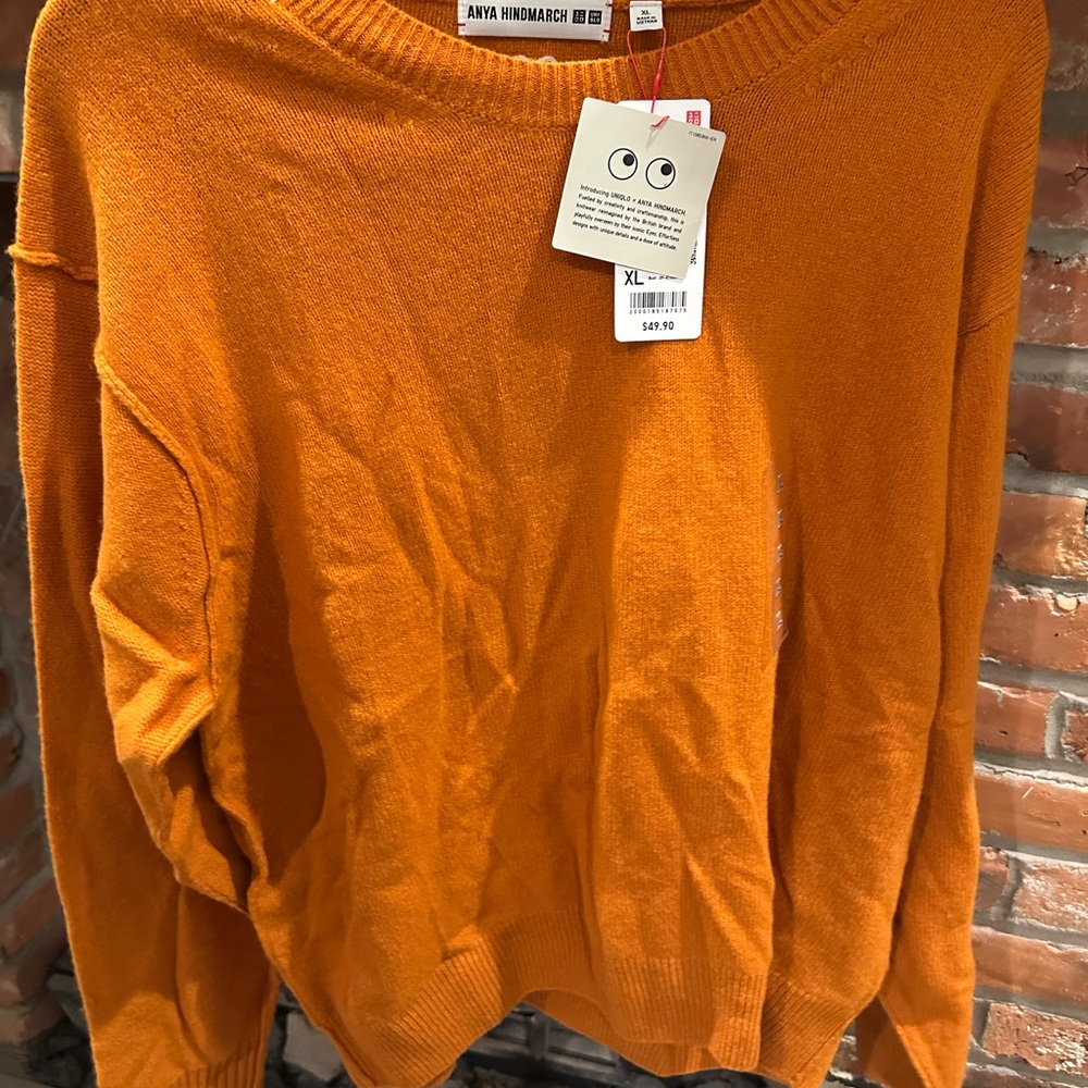 Anya Hindmarch Orange Crew Neck Sweater Soft Knit Casual